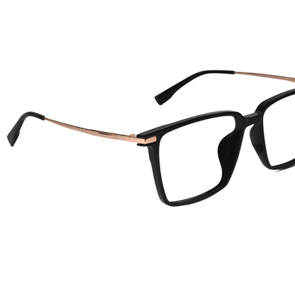 Black-Gold Rectangular Eyeglasses For Men & Women