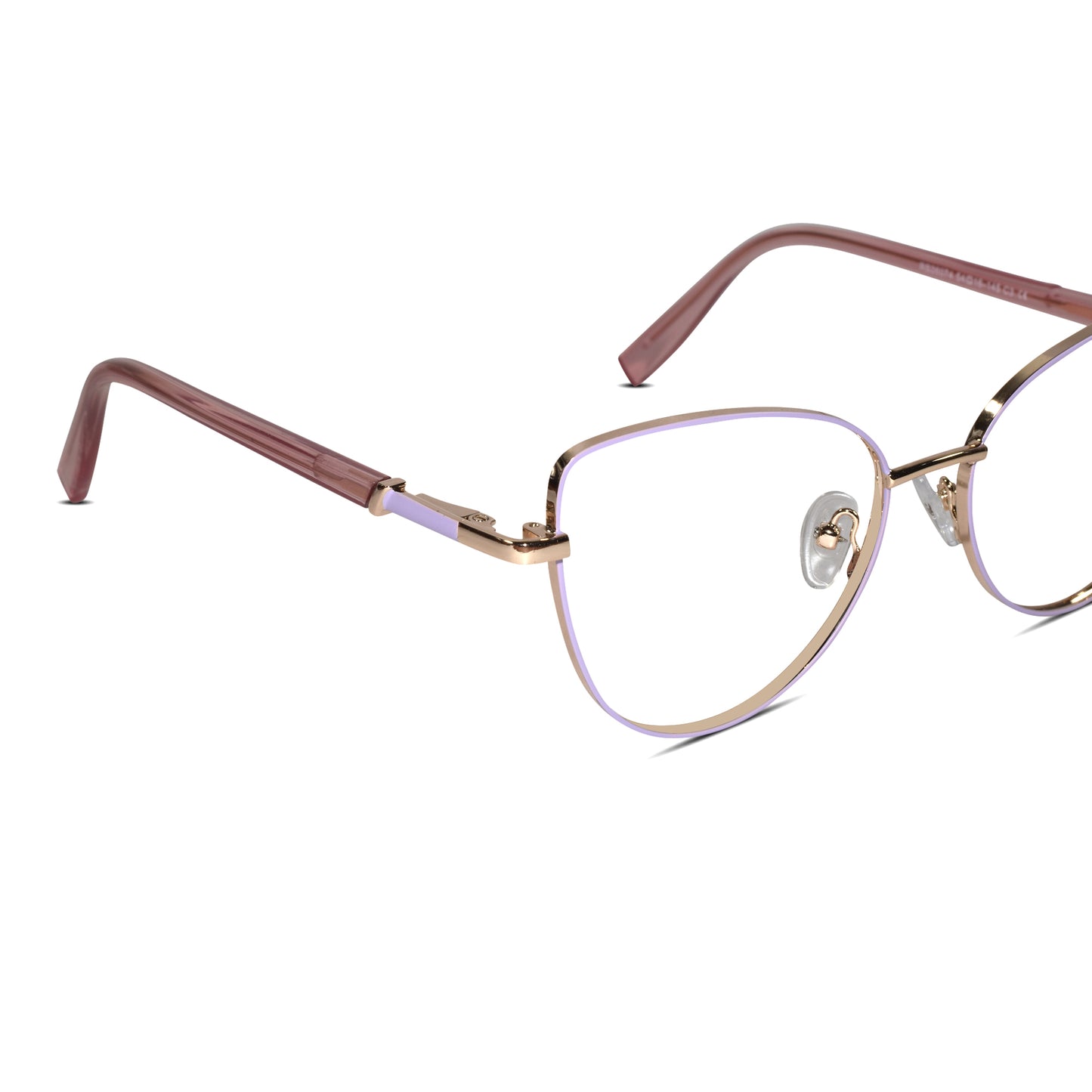 Gold-Pink Cat-Eye Eyeglasses For Women