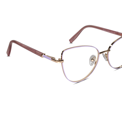 Gold-Pink Cat-Eye Eyeglasses For Women