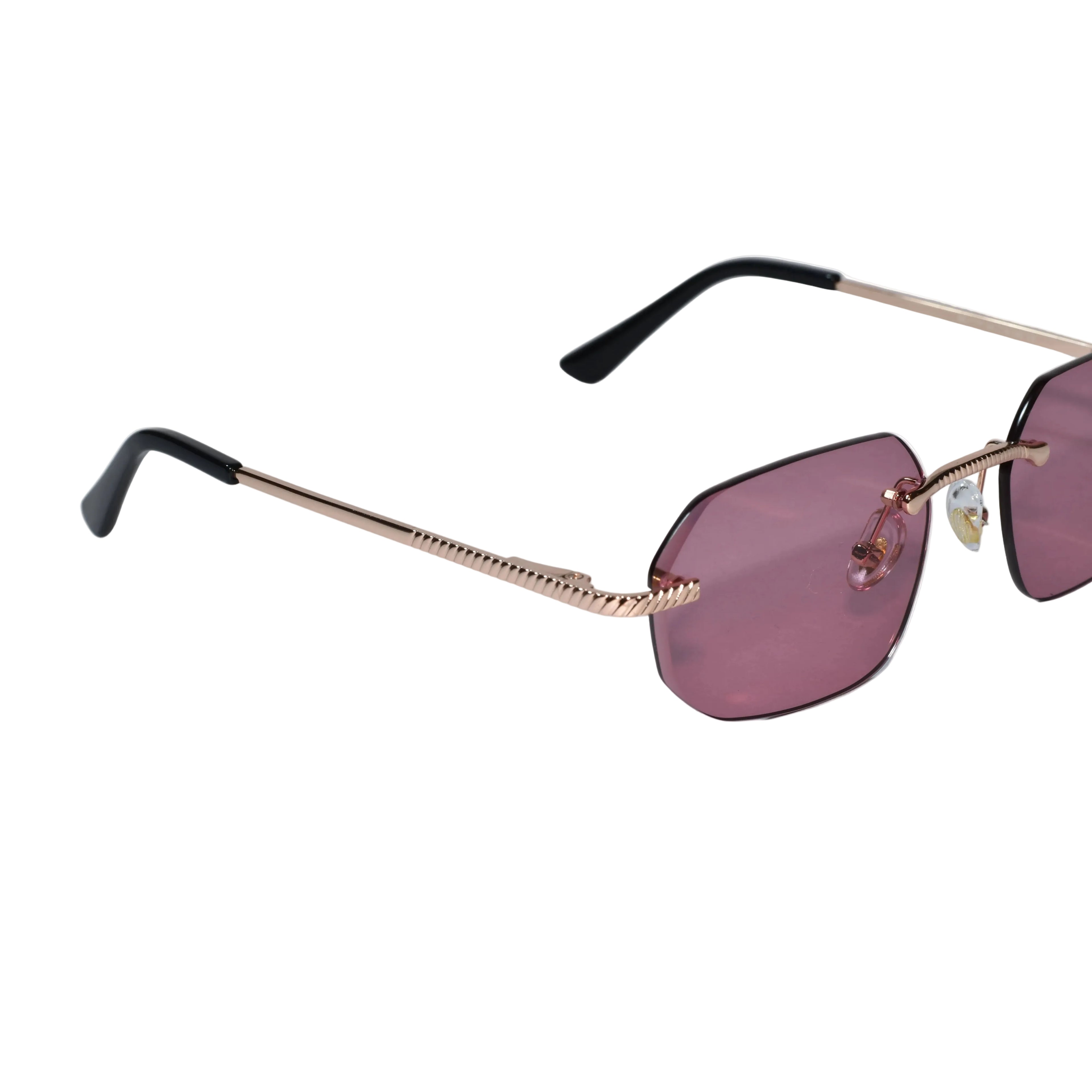 Rimless Square Sunglasses with Gold Sunglasses For Men & Women ELS2026S02-PNK