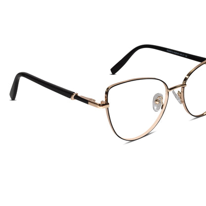 Designer Black-Gold Cat-Eye Eyeglasses For Women