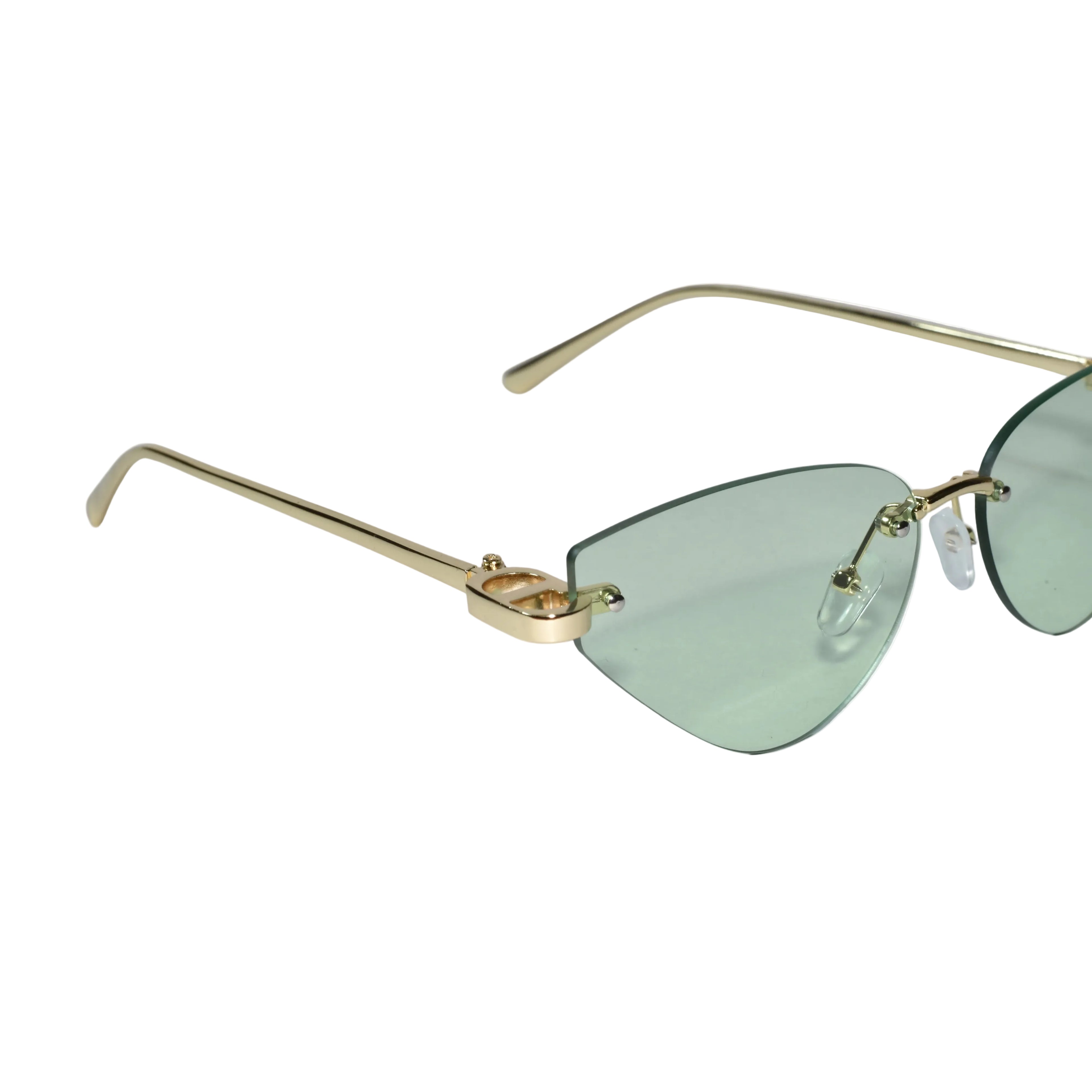 Rimless Cat Eye Sunglasses for Women ELS2026S010-GRN GLD