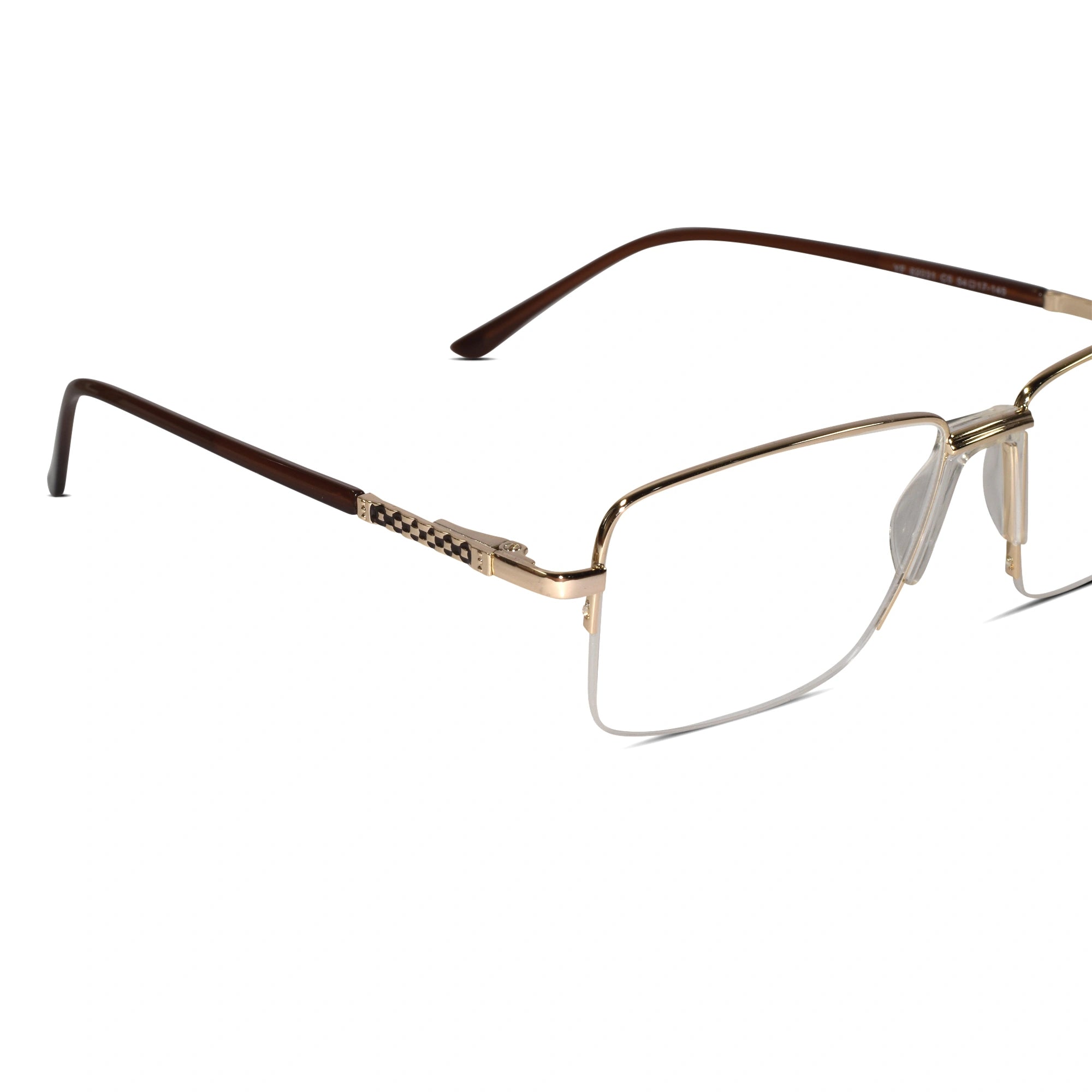 Designer Gold-Brown Half Farme Reactngular Eyeglasses For Men ELE62031-GLD