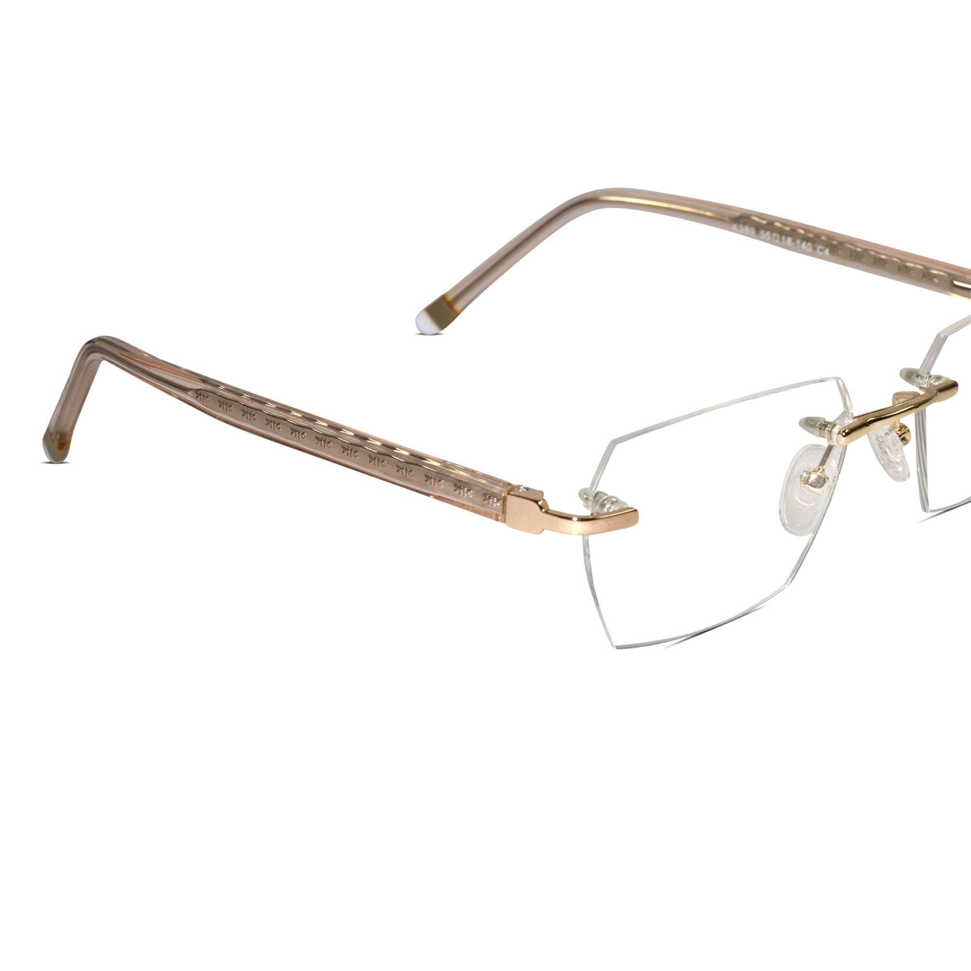 Golden Rimless Reactngular Eyeglasses For Men
