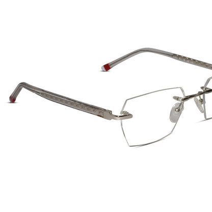 Silver Rectangular Rimless Eyeglasses for  Men & Women