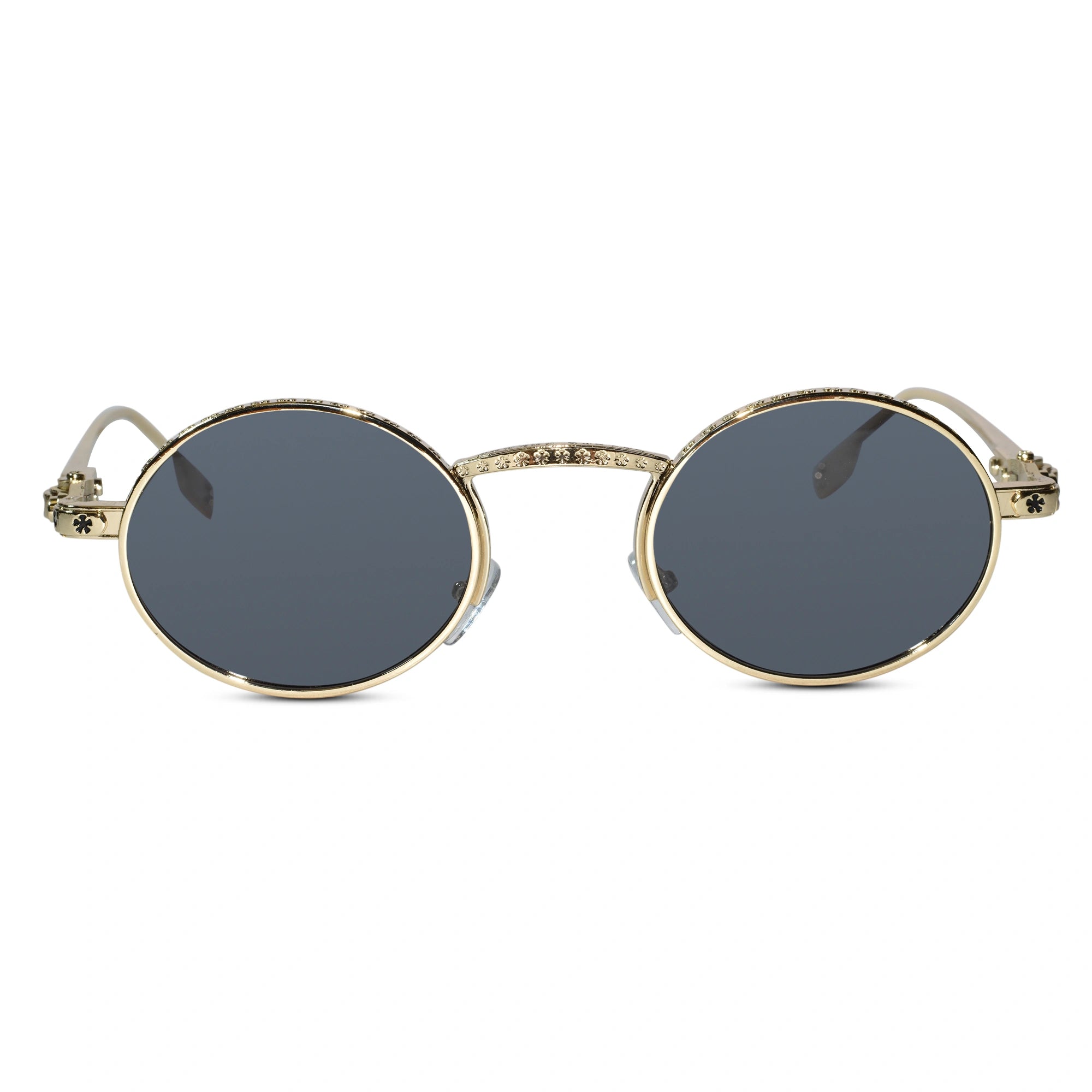 Luxury Round Metal Frame Sunglasses for Women ELS2026S04-BLK GLD