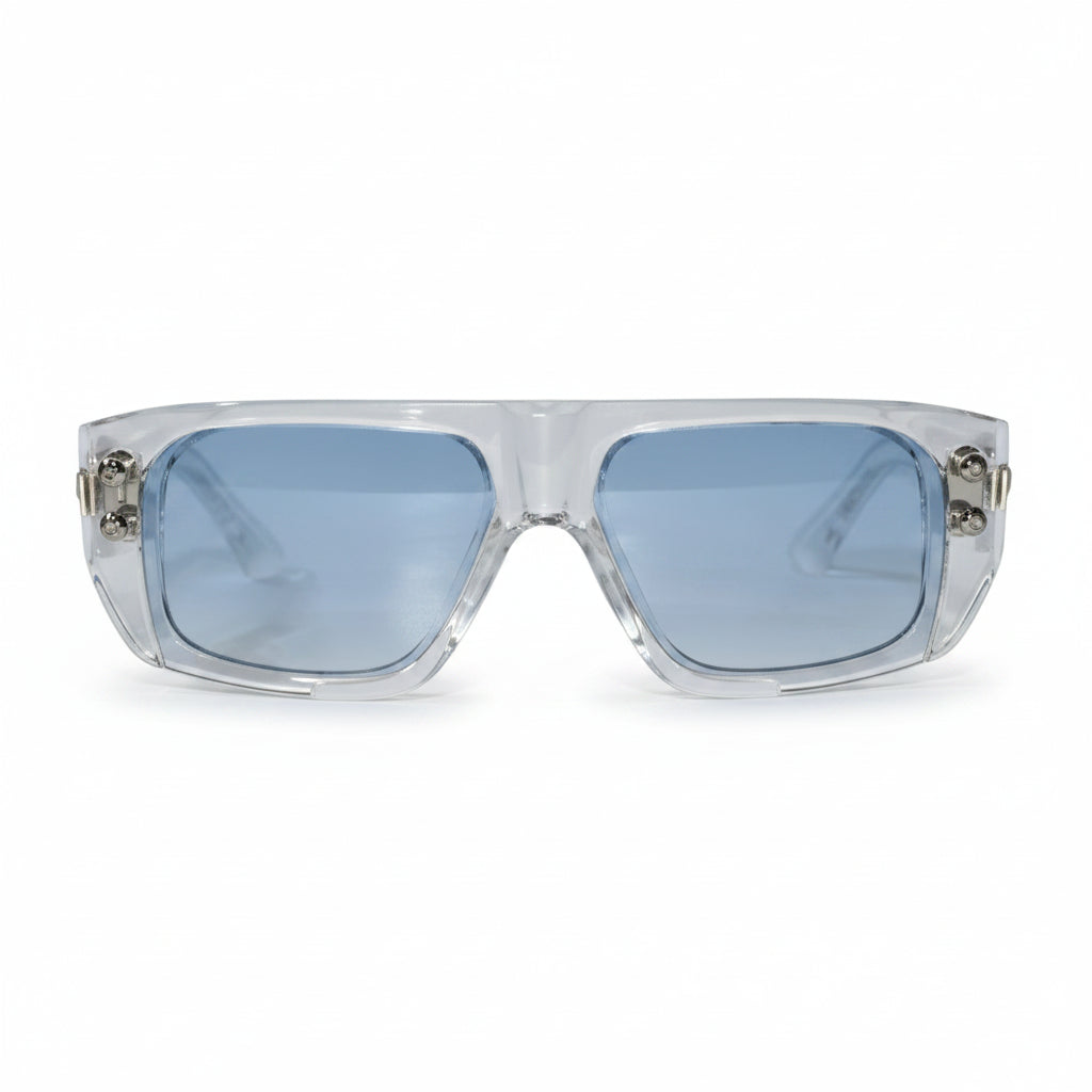 Transparent Bold Sunglasses with Gold Stud Accents ELS2026S06-TRANS BLU