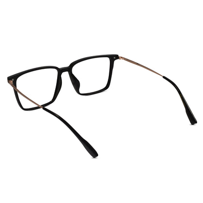 Black-Gold Rectangular Eyeglasses For Men & Women