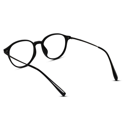 Black Metal Round Eyeglasses For Women