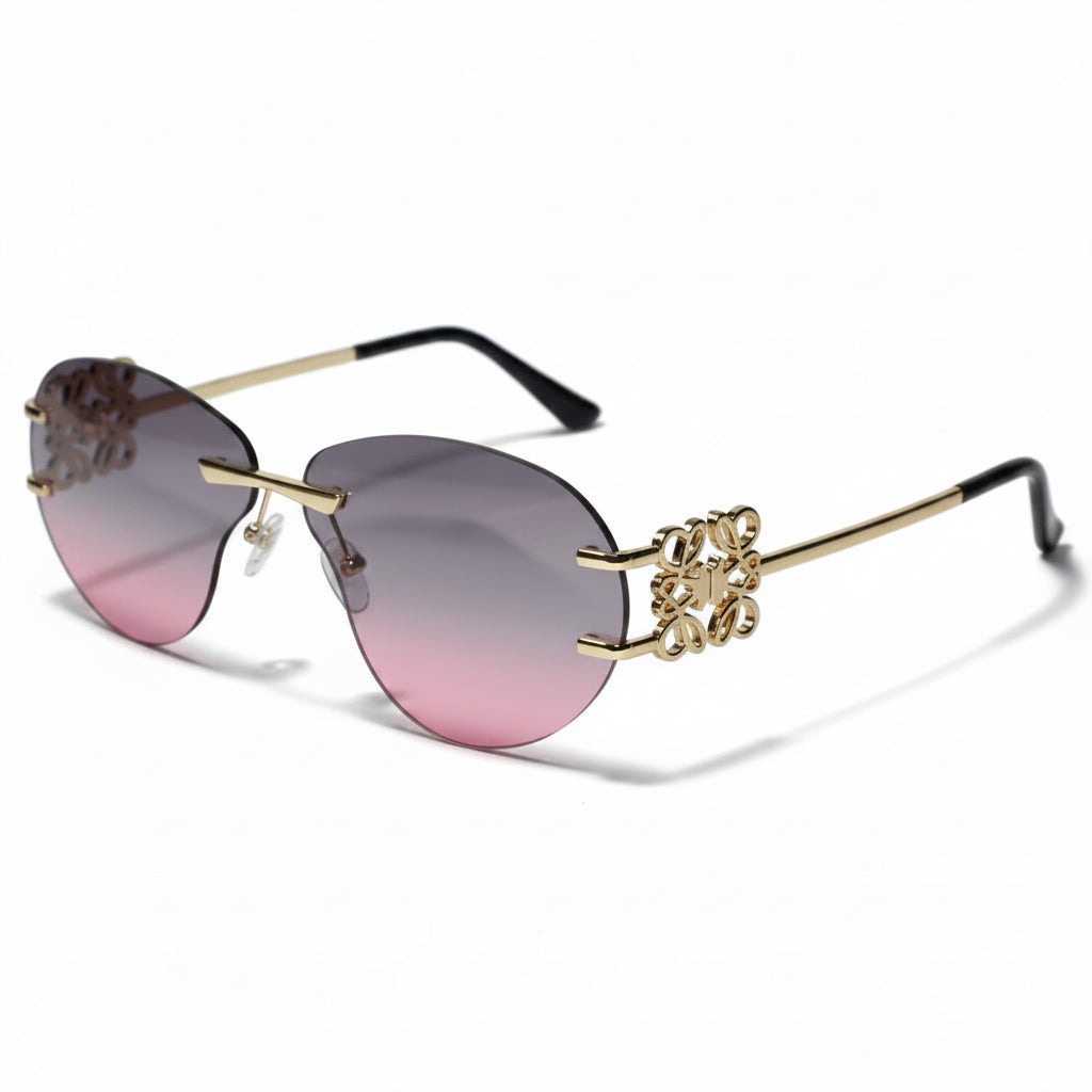 Luxury Rimless Sunglasses for Women ELS2026S013-PNK GLD