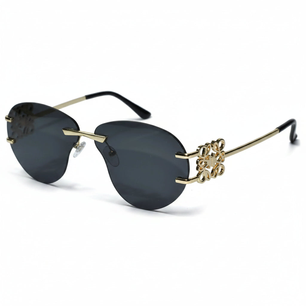 Luxury Rimless Sunglasses for Women ELS2026S013-BLK GLD
