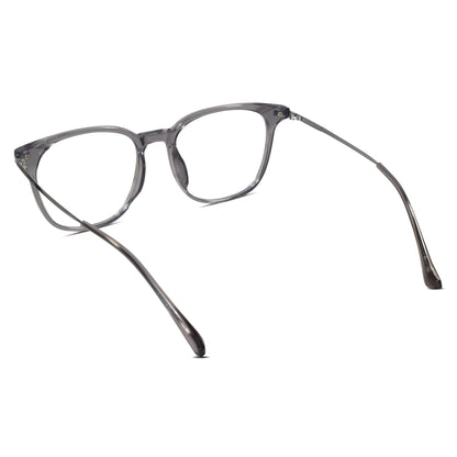 Metal Grey Square Eyeglasses For Men & Women