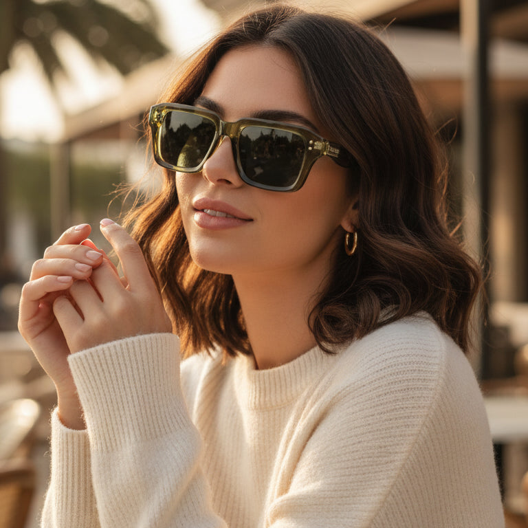 Black Square Sunglasses for Men & Women ELS2026S015-GRN