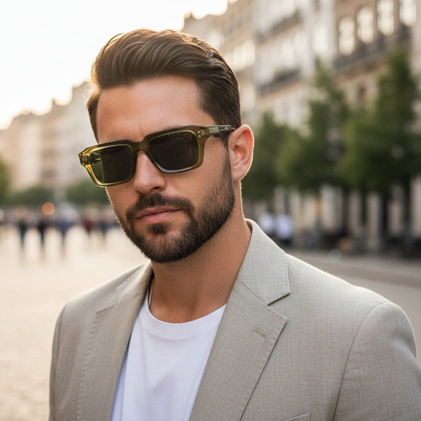 Black Square Sunglasses for Men & Women ELS2026S015-GRN