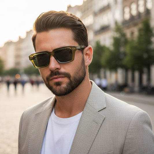 Black Square Sunglasses for Men & Women ELS2026S015-GRN