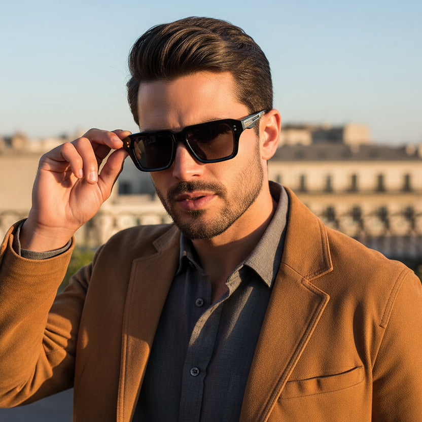 Black Square Sunglasses for Men & Women ELS2026S015-BLK
