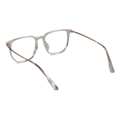 Transparent & Gold Square Eyeglasses For Men & Women