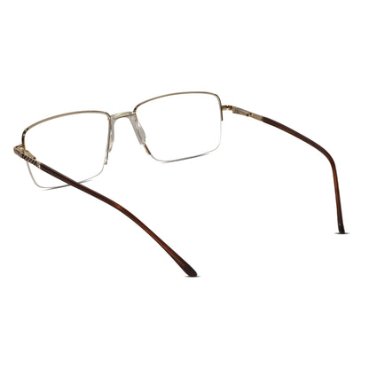 Designer Gold-Brown Half Farme Reactngular Eyeglasses