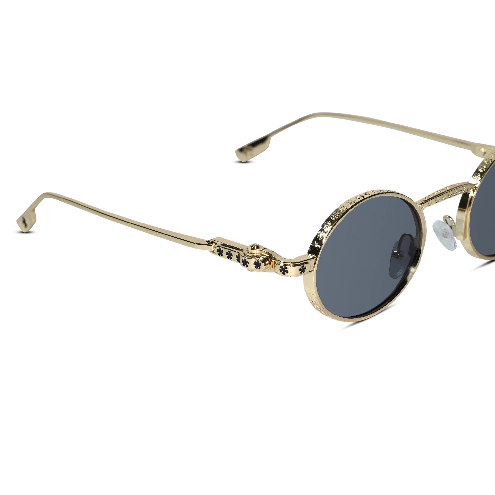 Luxury Round Metal Frame Sunglasses for Women ELS2026S04-BLK GLD