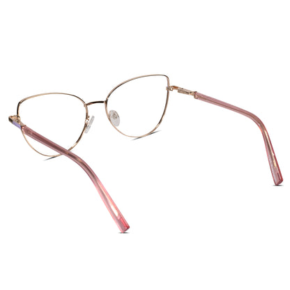 Gold-Pink Cat-Eye Eyeglasses For Women