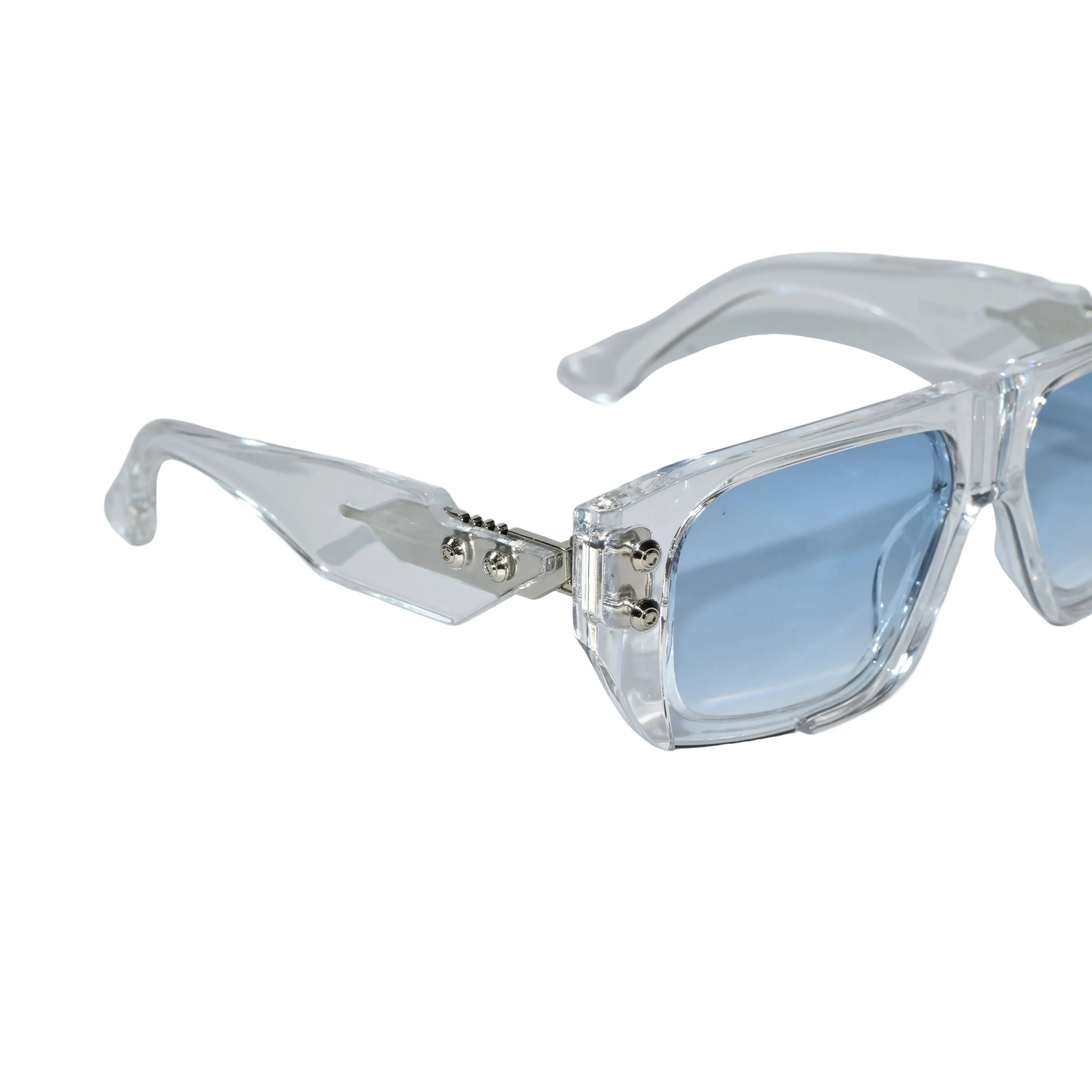 Transparent Bold Sunglasses with Gold Stud Accents ELS2026S06-TRANS BLU