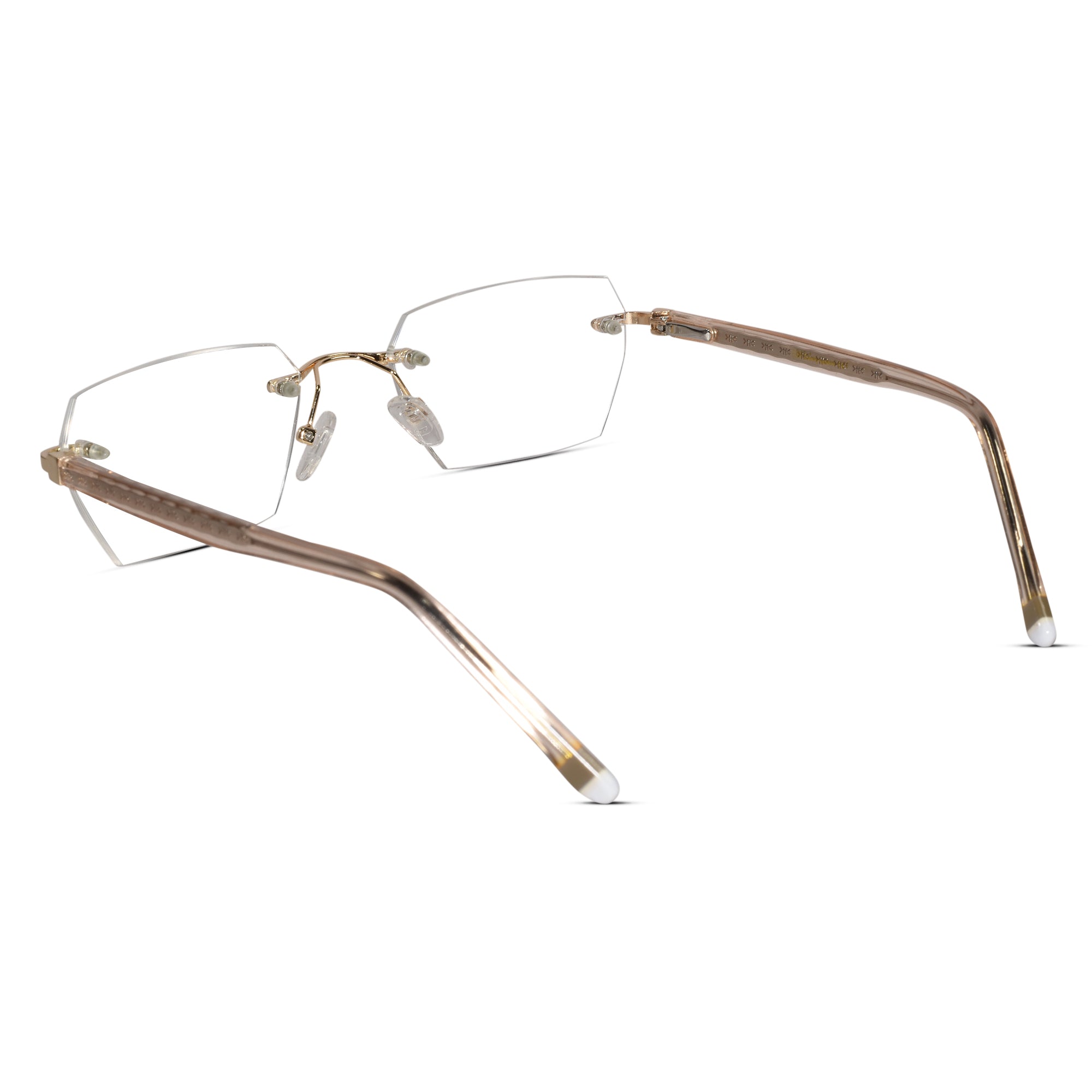 Golden Rimless Reactngular Eyeglasses For Men