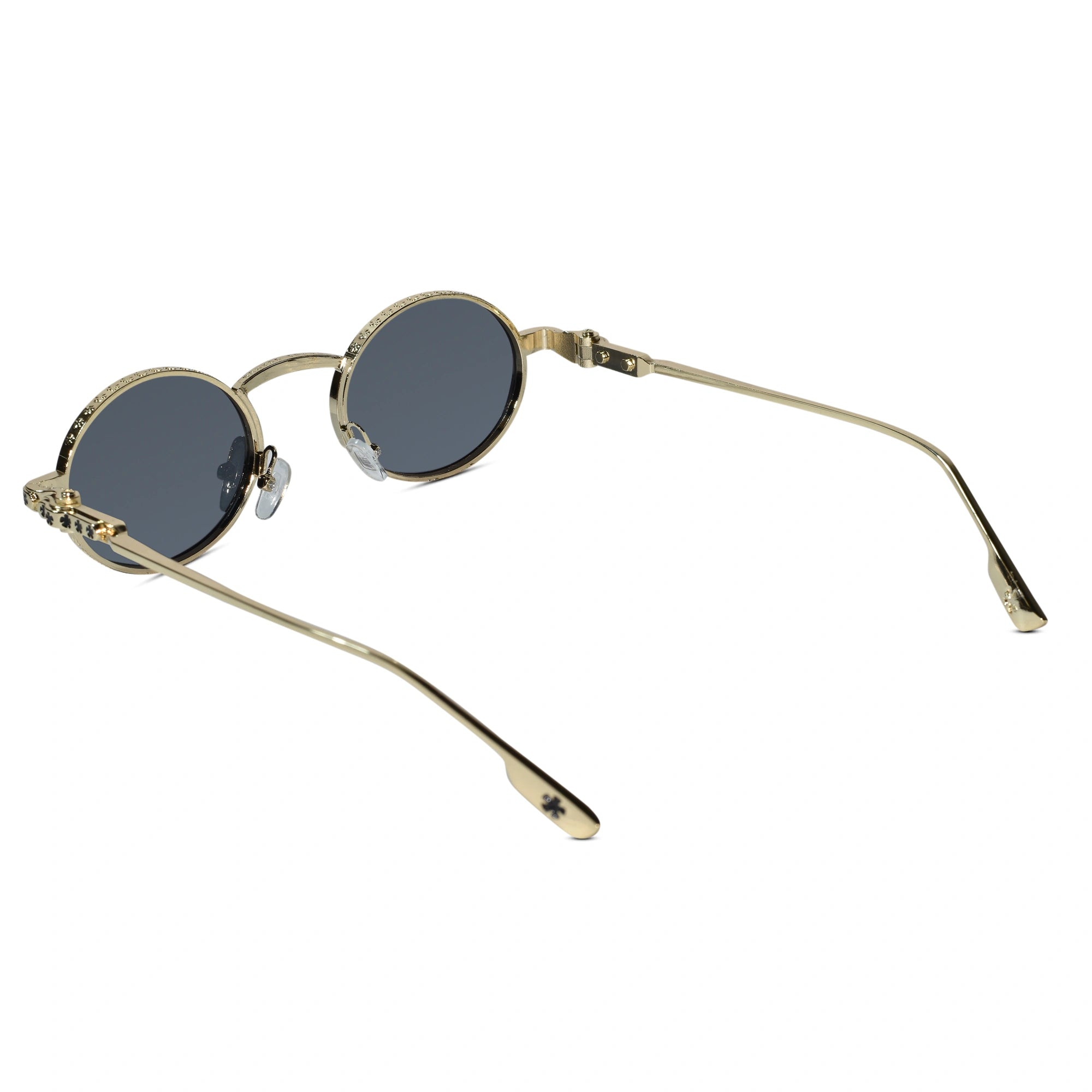 Luxury Round Metal Frame Sunglasses for Women ELS2026S04-BLK GLD