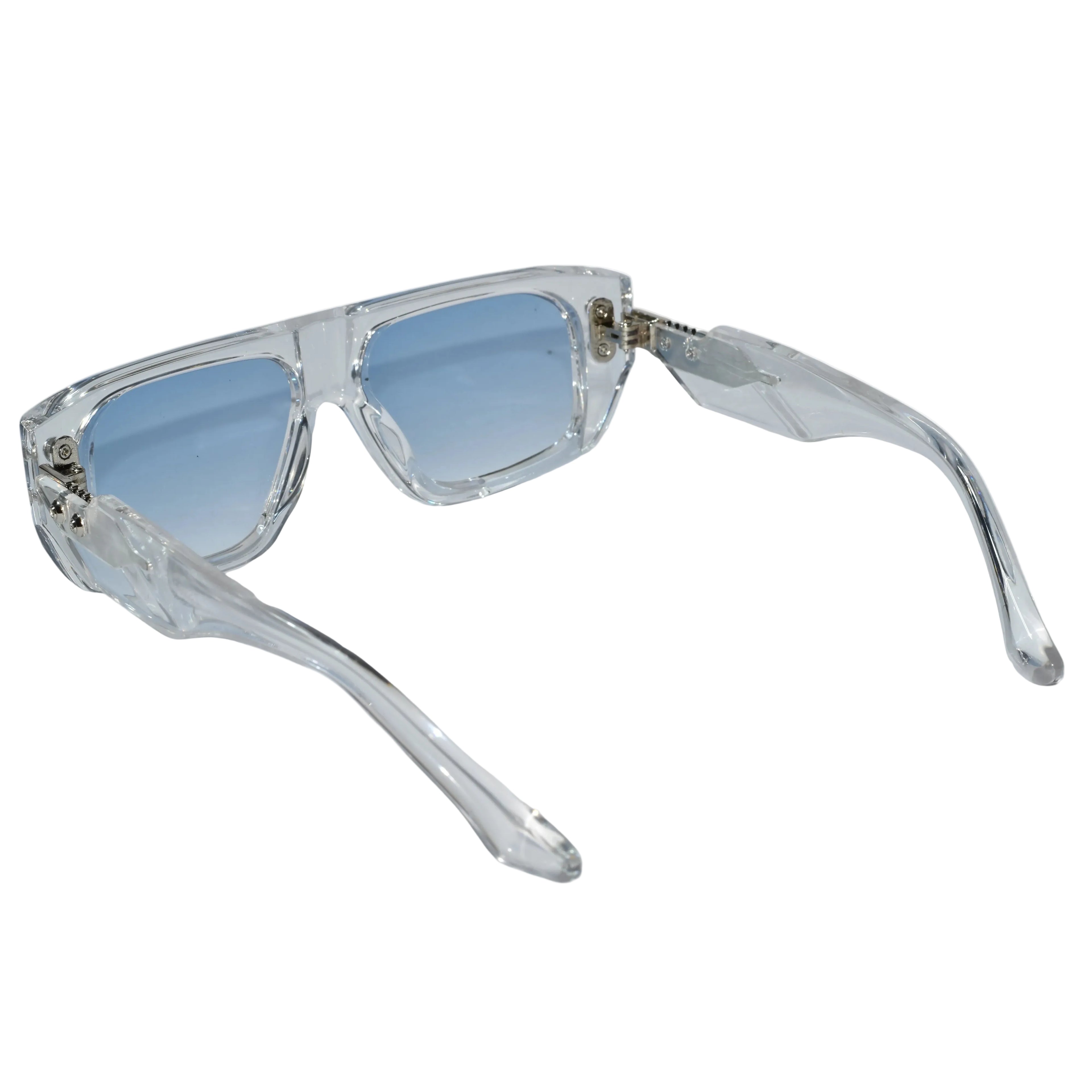 Transparent Bold Sunglasses with Gold Stud Accents ELS2026S06-TRANS BLU