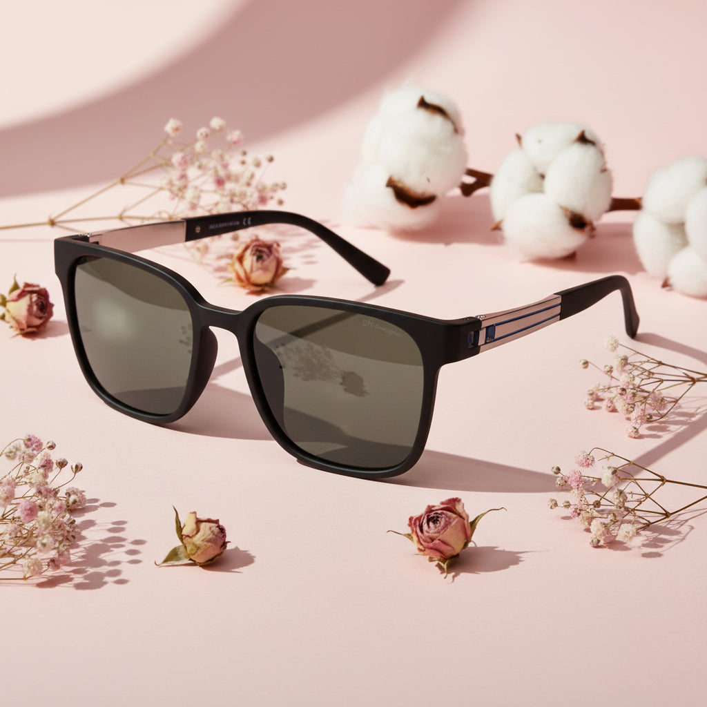 Designer Black Square Sunglasses For Men LKS8257-BLK