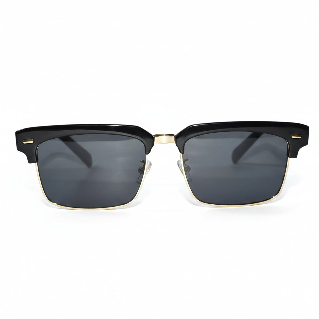 Half Frame Black Gold Sunglasses for Men ELS2026S014-BLK