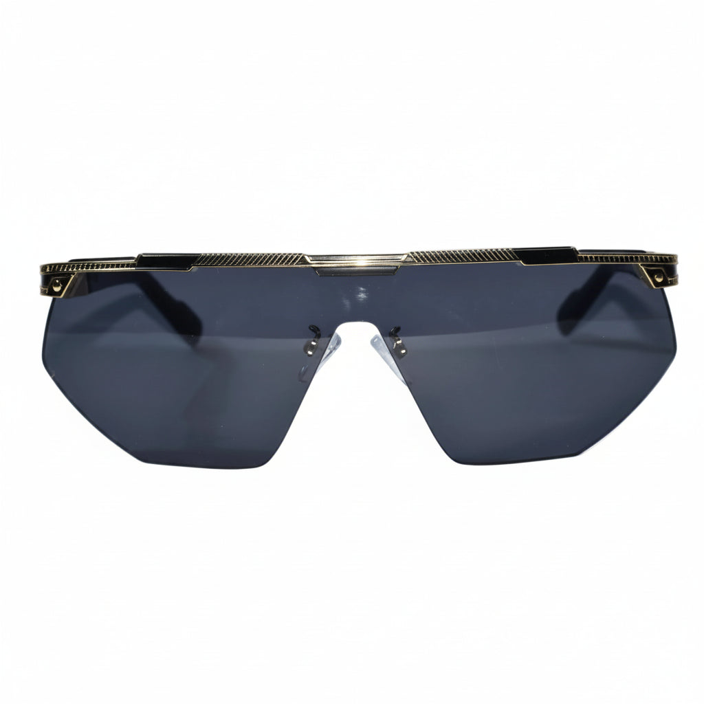 Black Gold Rimless Sunglasses for Men ELS2026S016-BLK