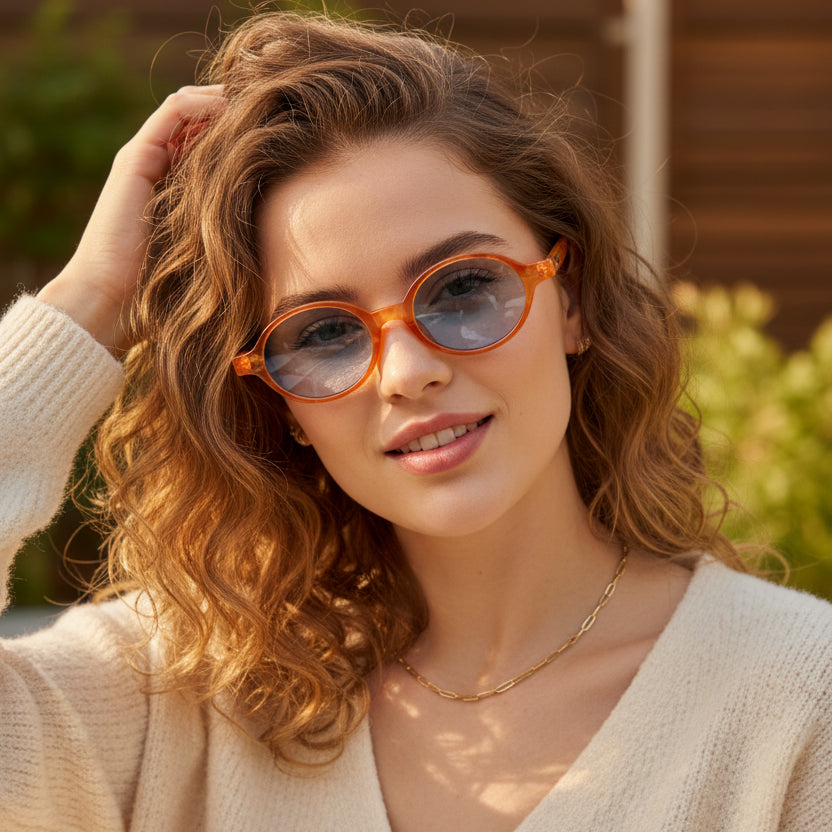Oval Sunglasses for Men & Women ELS2026S07-ORANGE