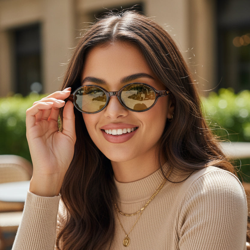 Round Sunglasses for Men & Women ELS2026S07-DA BRN