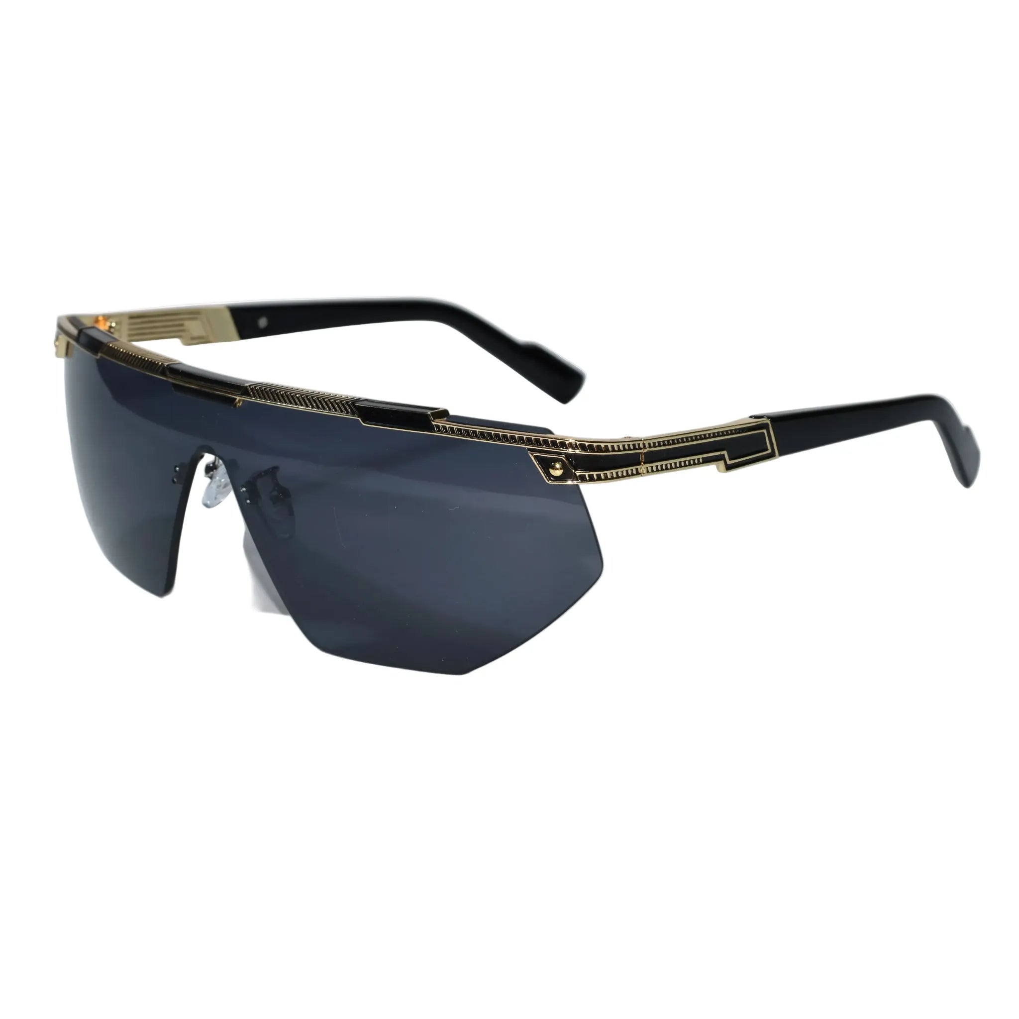 Black Gold Rimless Sunglasses for Men ELS2026S016-BLK