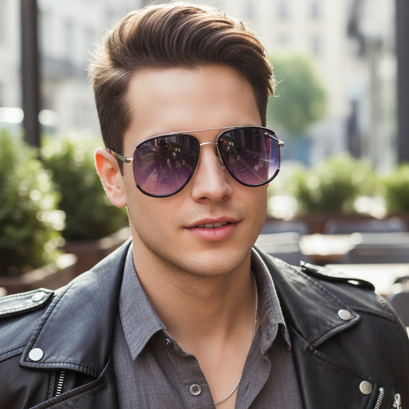 Premium Aviator Sunglasses for Men LKSC1759-BLK Silver