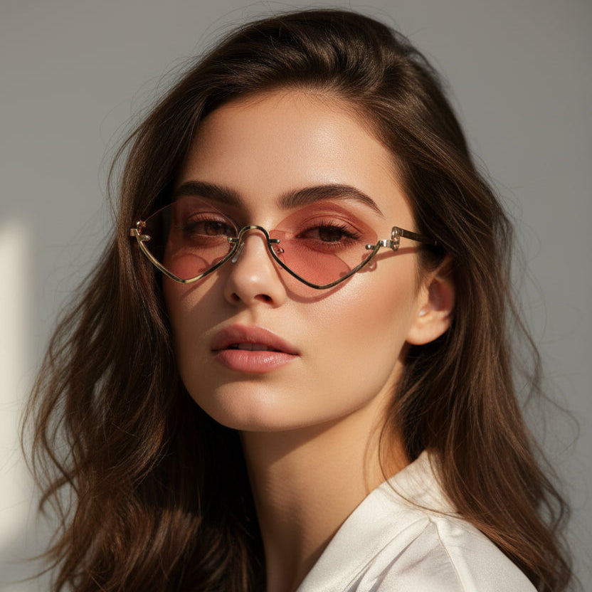 Stylish Rimless Square Sunglasses For Women LKSG30-BRN GLD