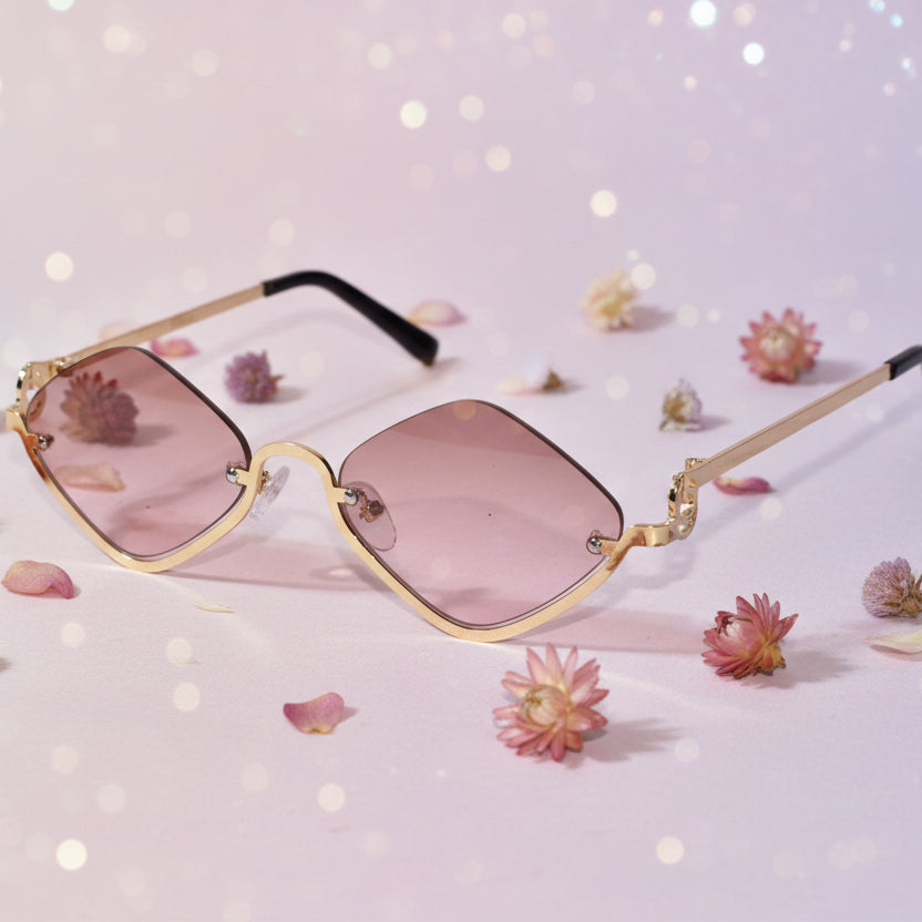 Stylish Rimless Square Sunglasses For Women LKSG30-BRN GLD