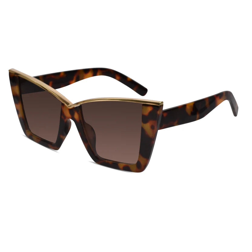 RoyalGaze | Animal Print Oversize Cateye Sunglasses For Women ELS98059-BRN
