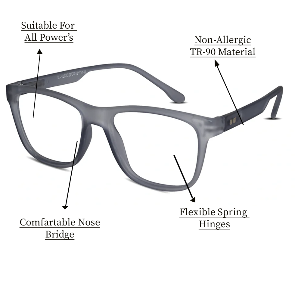 Matt Grey Eyeglasses & Computer Glasses For Men & Women