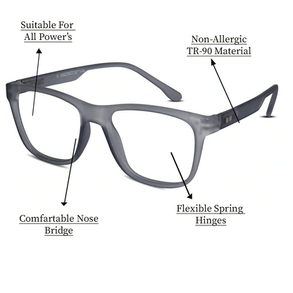 Matt Grey Eyeglasses & Computer Glasses For Men & Women