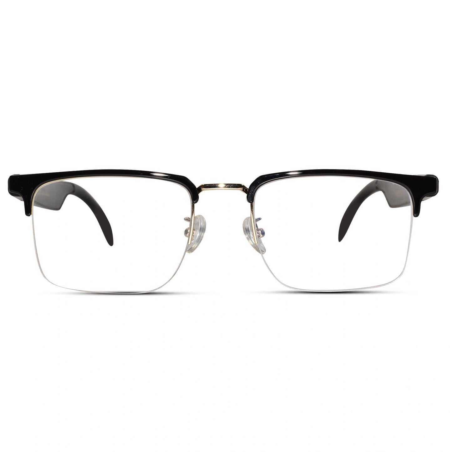   Front view of Smart Half Frame Black-Gold Eyeglasses. Featuring a modern look for men's eyeglasses. Available for online purchase.