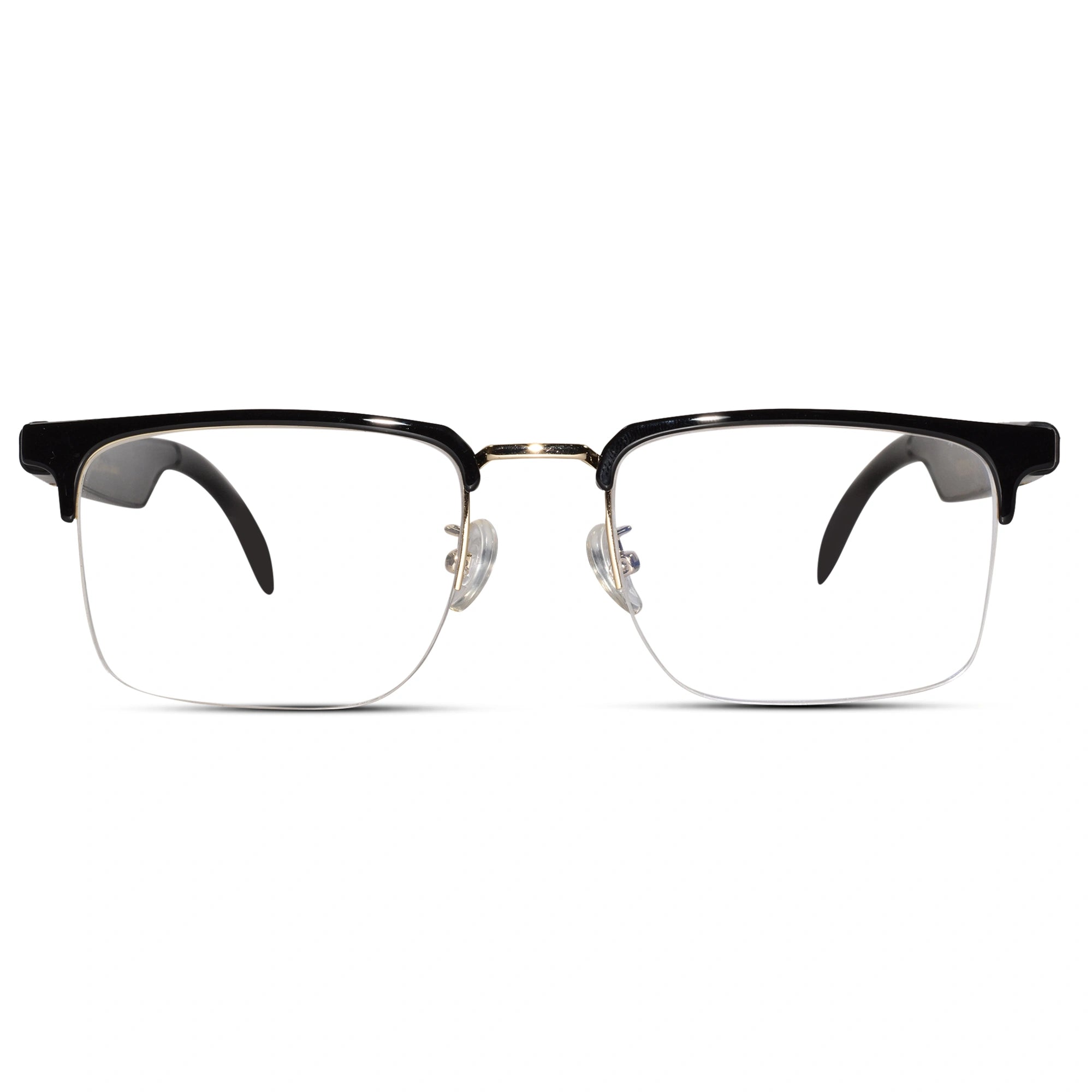   Front view of Smart Half Frame Black-Gold Eyeglasses. Featuring a modern look for men's eyeglasses. Available for online purchase.