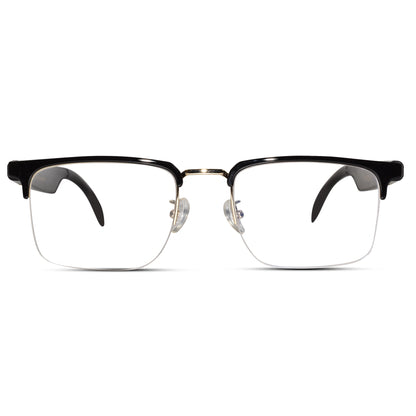   Front view of Smart Half Frame Black-Gold Eyeglasses. Featuring a modern look for men's eyeglasses. Available for online purchase.