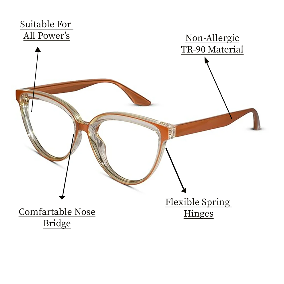 Orange Cat eye Computer glasses For Women