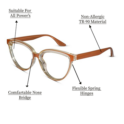 Orange Cat eye Computer glasses For Women