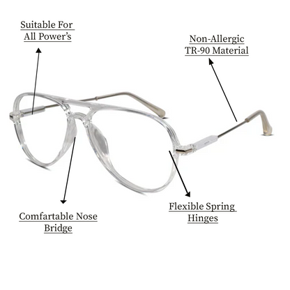 Aviator Transparent Eyeglasses For Men & Women