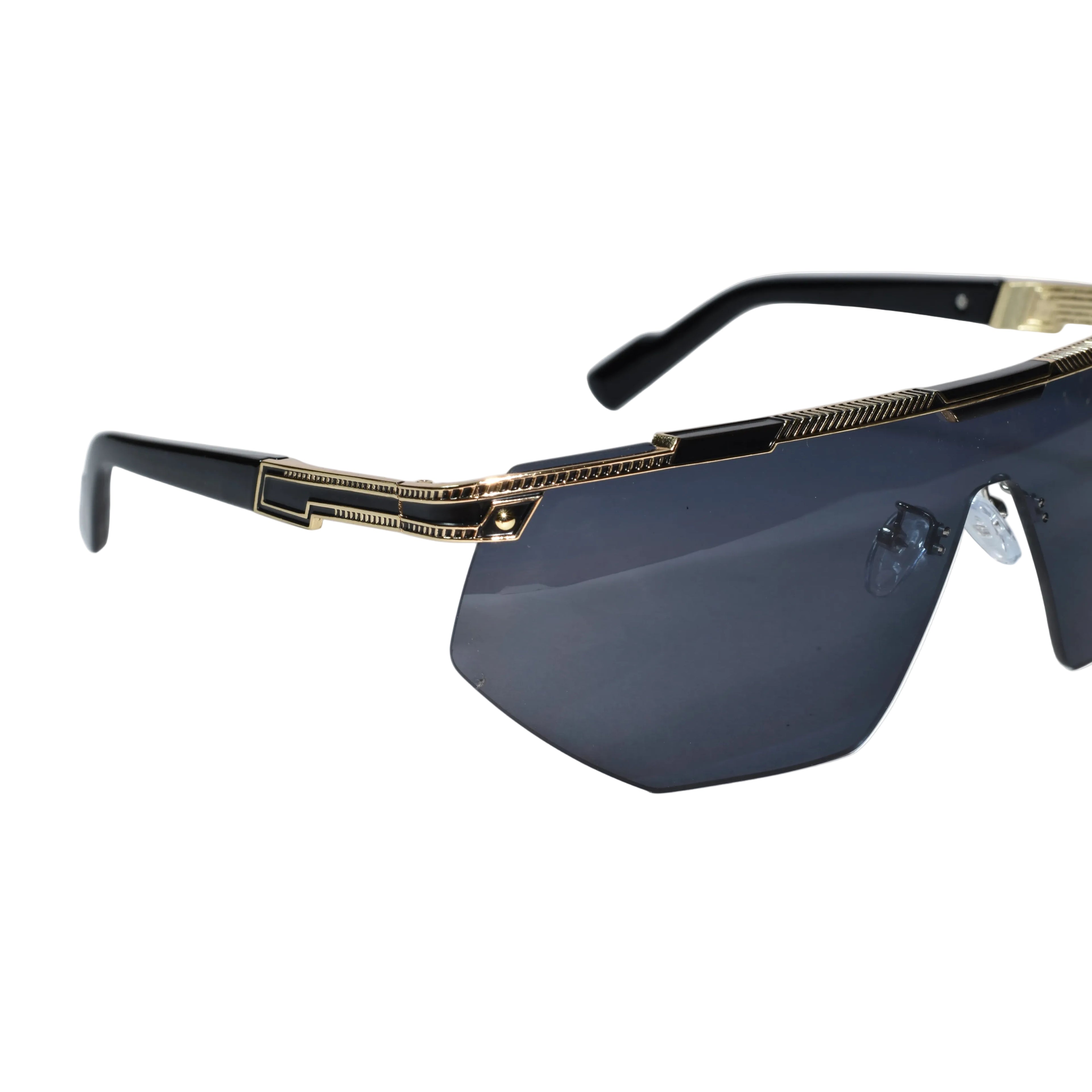 Black Gold Rimless Sunglasses for Men ELS2026S016-BLK