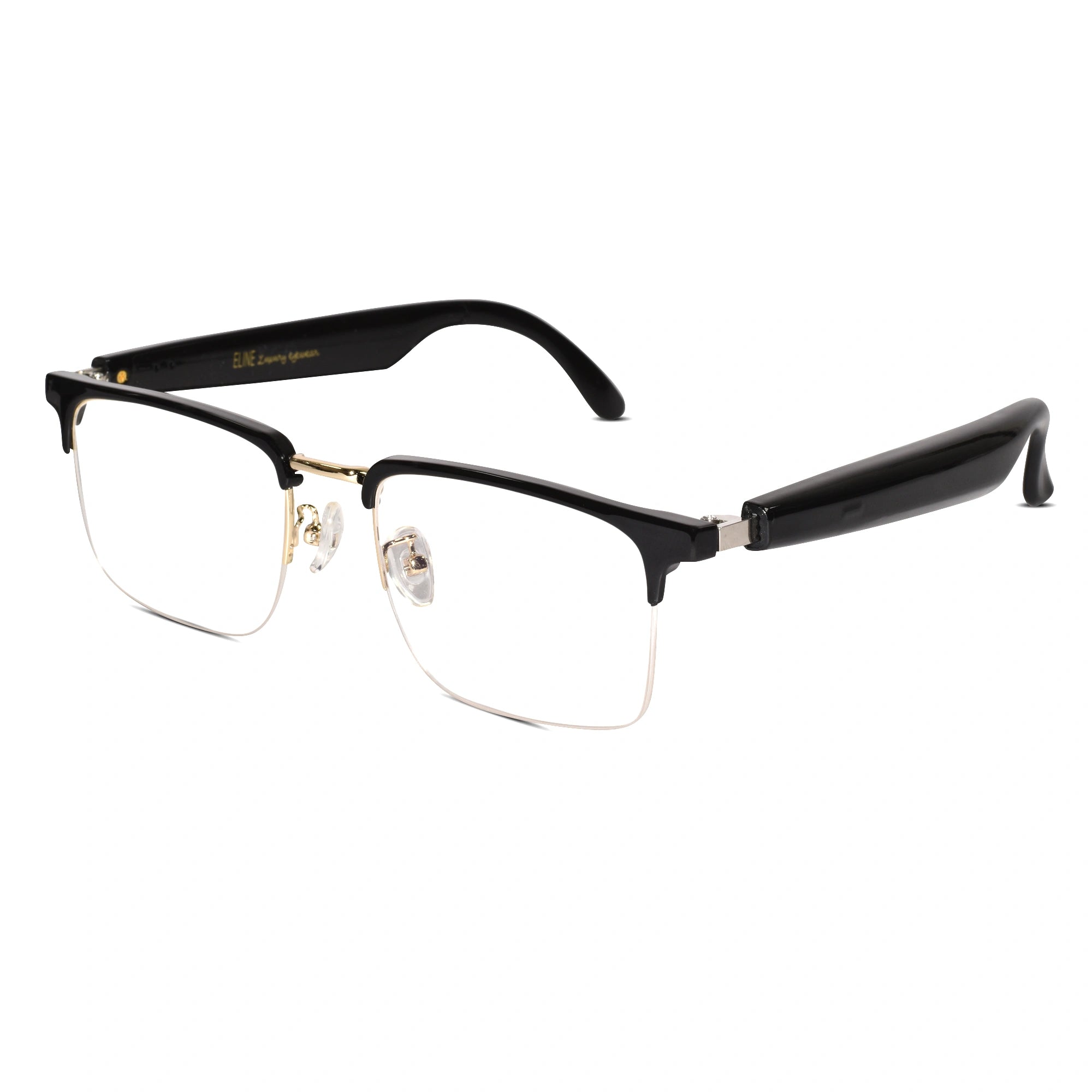 Smart Bluetooth Half Frame Black Eyeglasses For Men & Women ELE333-13-BLK