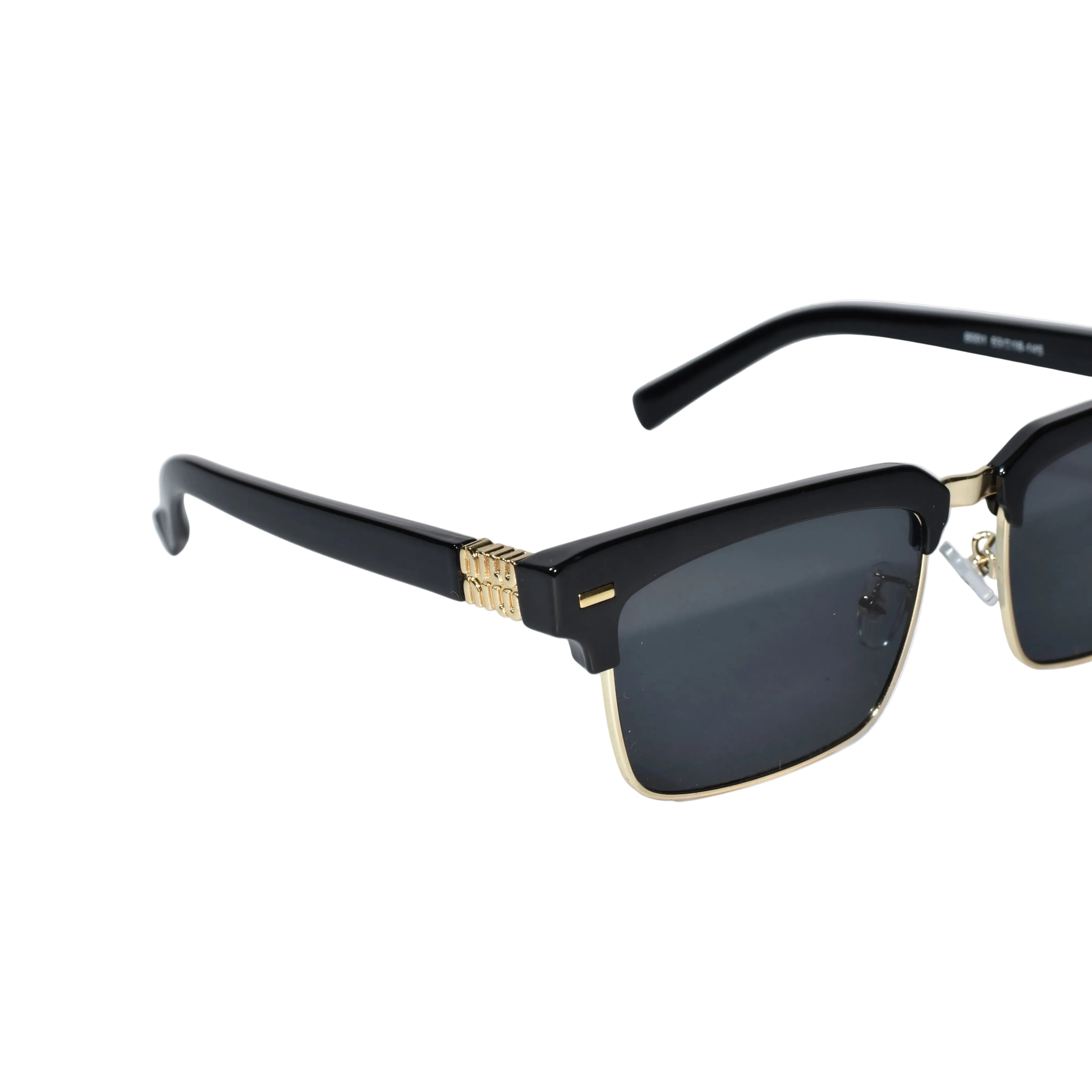 Half Frame Black Gold Sunglasses for Men ELS2026S014-BLK