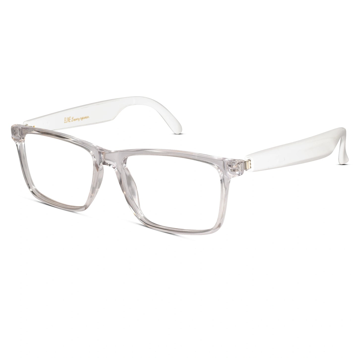Front view of Smart Transparent Rectangular Eyeglasses for men and women – clear full-rim frame for modern look